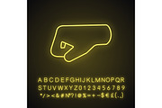 Left fist emoji neon light icon