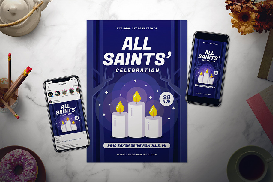 All Saints' Day Flyer Set in Flyer Templates - product preview 8