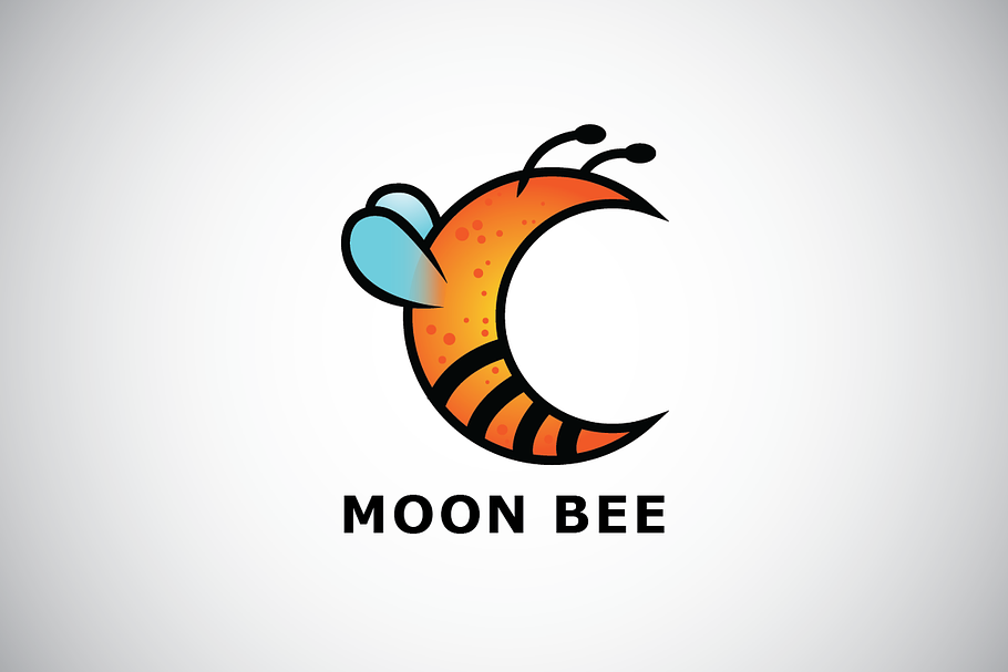 Crescent Moon Bee Logo Template