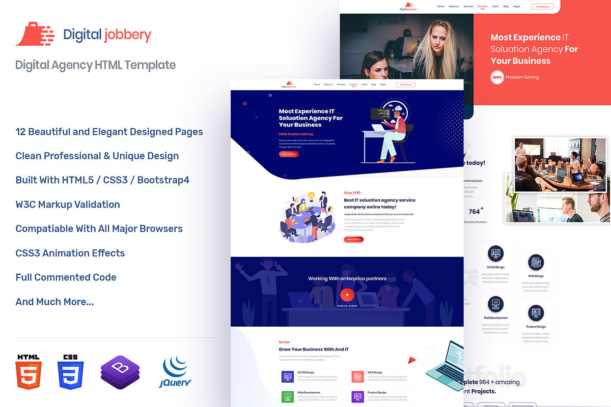 Jobbery Agency HTML Template in HTML/CSS Themes - product preview 8