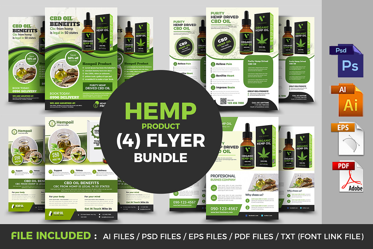 Hemp Product Flyer Bundle in Flyer Templates - product preview 8