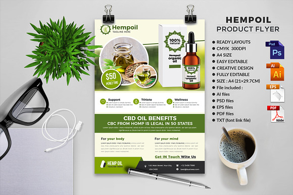 Hemp Product Flyer Bundle in Flyer Templates - product preview 3