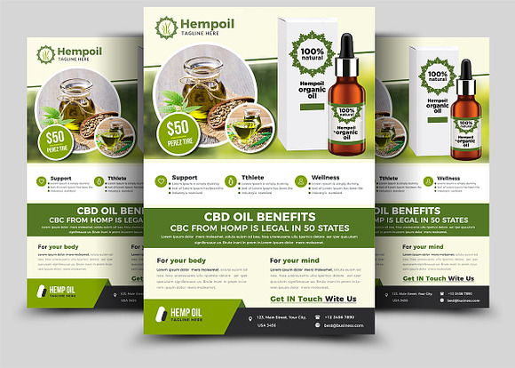 Hemp Product Flyer Bundle in Flyer Templates - product preview 4