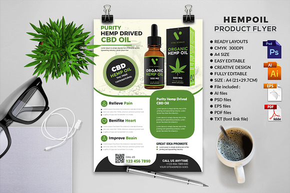 Hemp Product Flyer Bundle in Flyer Templates - product preview 5