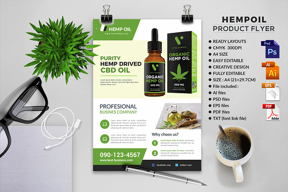 Hemp Product Flyer Bundle in Flyer Templates - product preview 7
