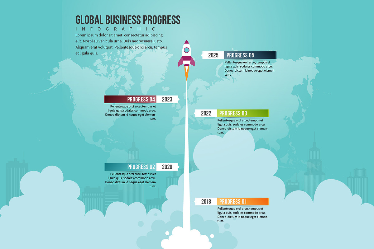 Global Business Progress Infographic in Web Elements - product preview 8