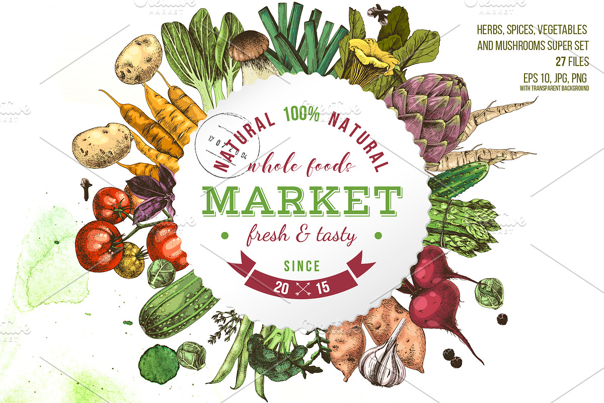 Vegetables super set in Illustrations - product preview 8