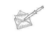 Letter knife nailed sketch vector