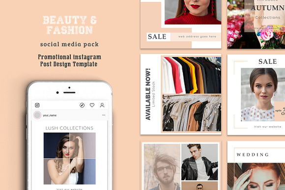 Beauty & Fashion Social Media Pack in Instagram Templates - product preview 1