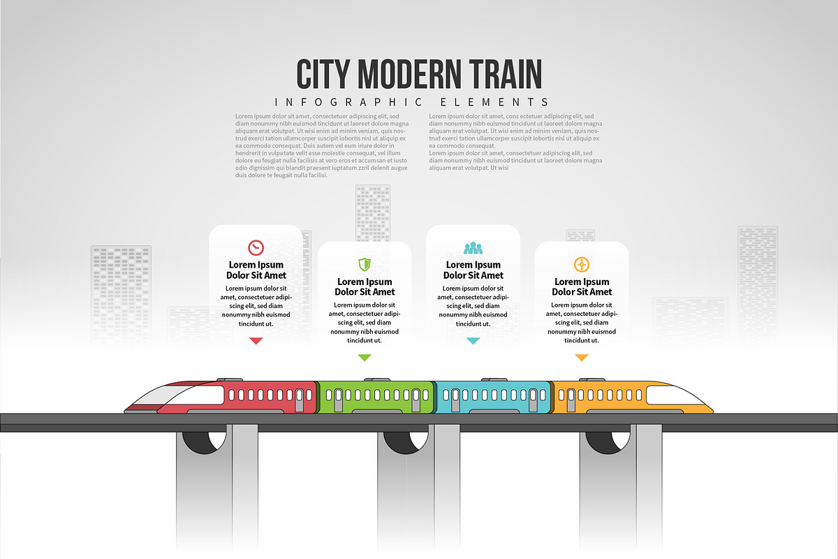 City Modern Train Infographic in Web Elements - product preview 8
