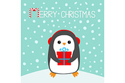 Merry Christmas Candy cane. Penguin