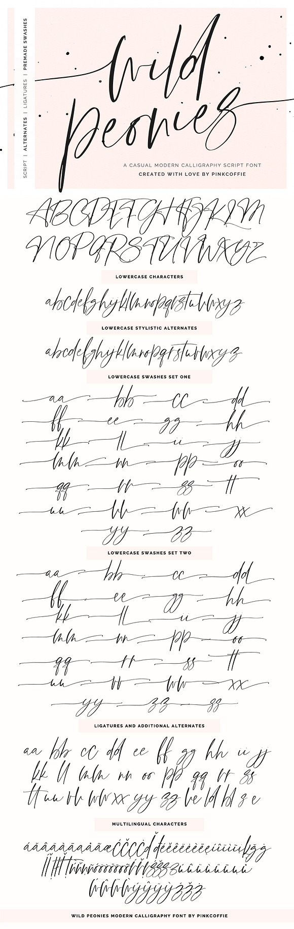 Wild Peonies | Modern Calligraphy in Script Fonts - product preview 14