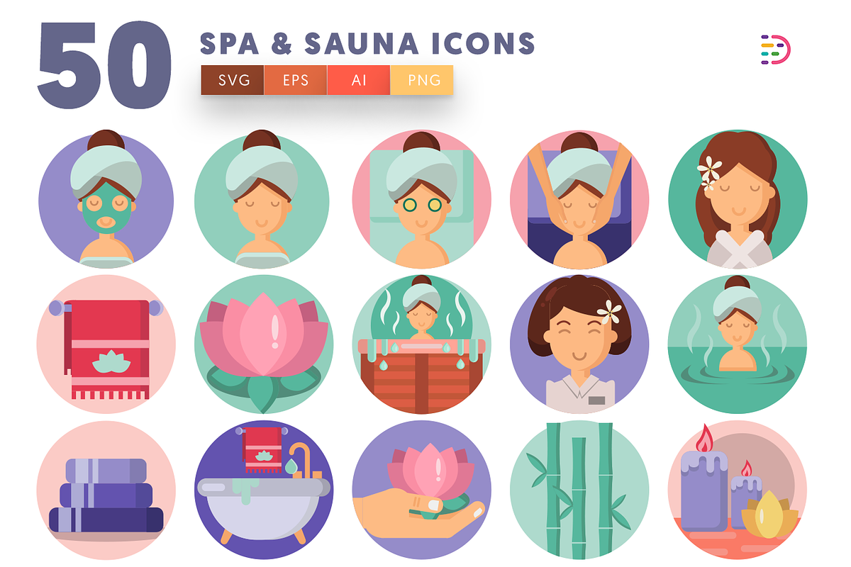 50 Spa and Sauna Icons in Icons - product preview 8