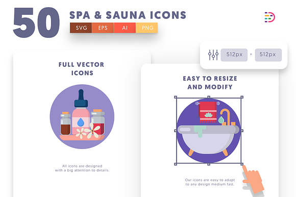 50 Spa and Sauna Icons in Icons - product preview 3