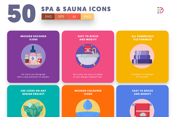 50 Spa and Sauna Icons in Icons - product preview 4