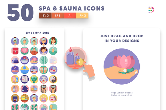 50 Spa and Sauna Icons in Icons - product preview 5