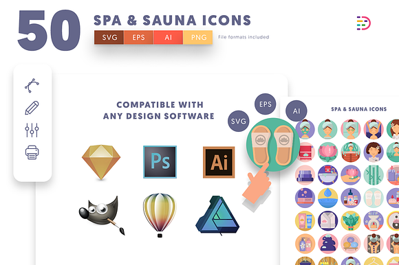 50 Spa and Sauna Icons in Icons - product preview 8