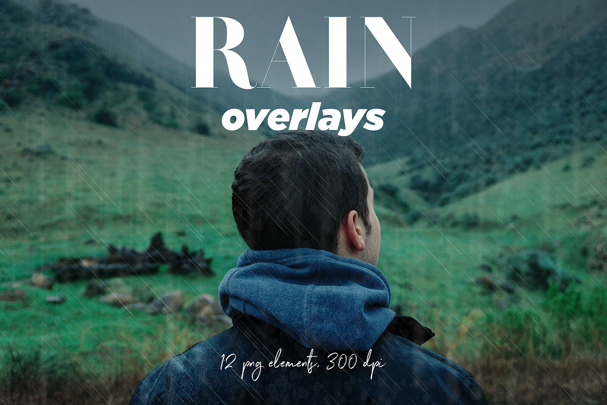 Rain Overlays Clipart in Graphics - product preview 8
