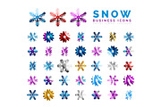 Set of winter snowflake minimal