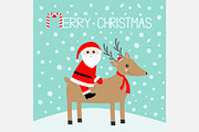 Merry christmas. Santa Claus. Deer.
