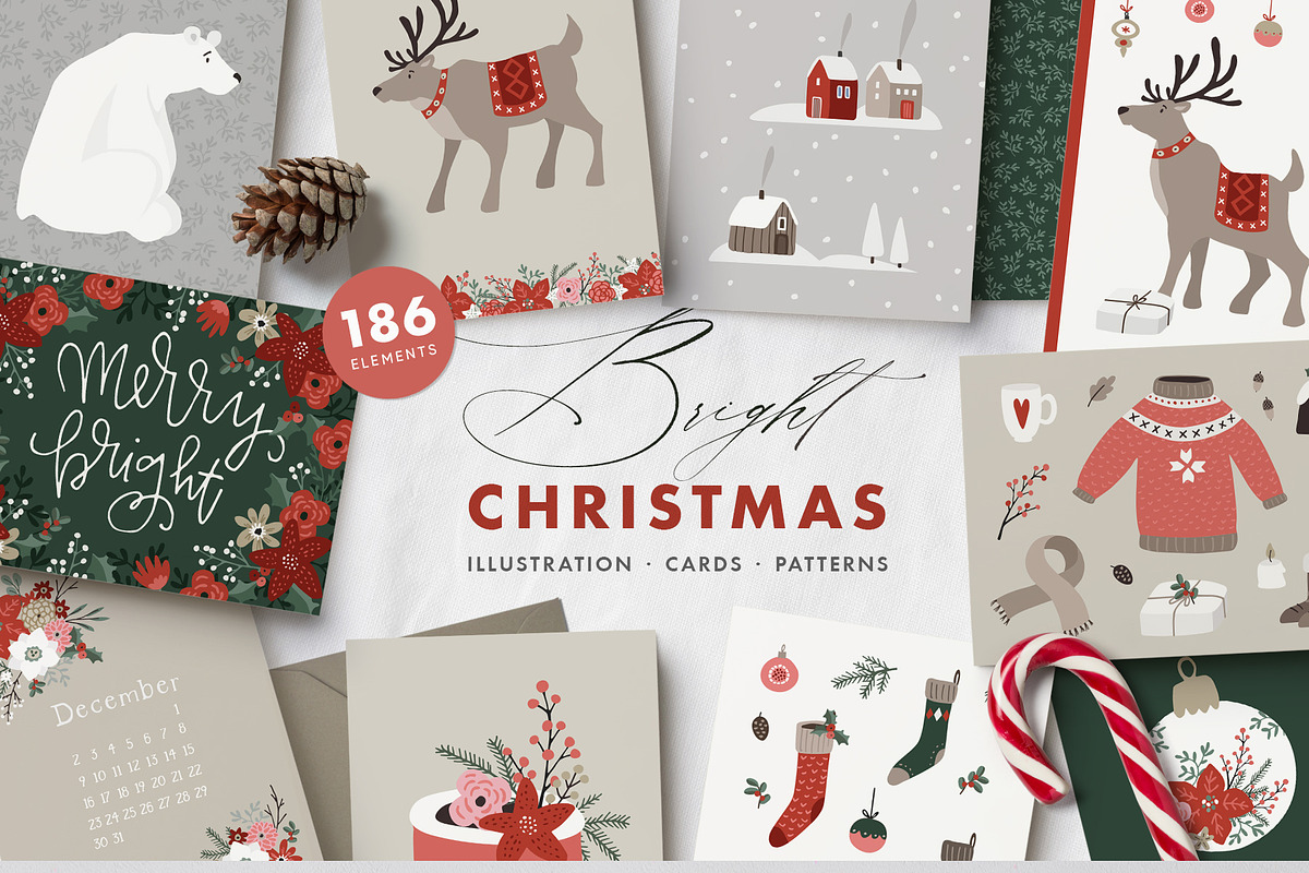 Bright Christmas illustrations, card in Illustrations - product preview 8