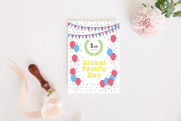 January 01 - Global Family Day in Postcard Templates - product preview 2