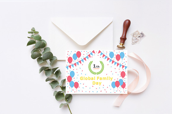 January 01 - Global Family Day in Postcard Templates - product preview 3