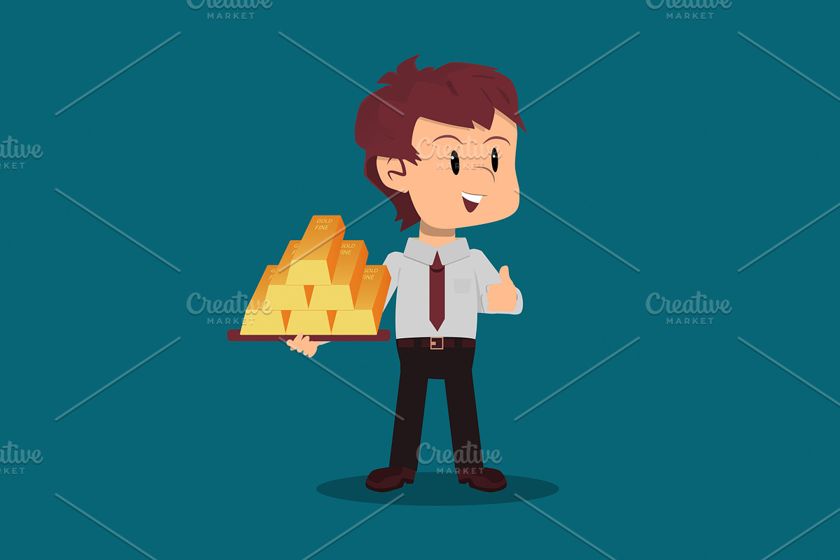employee holds stacked gold bars in Illustrations - product preview 8