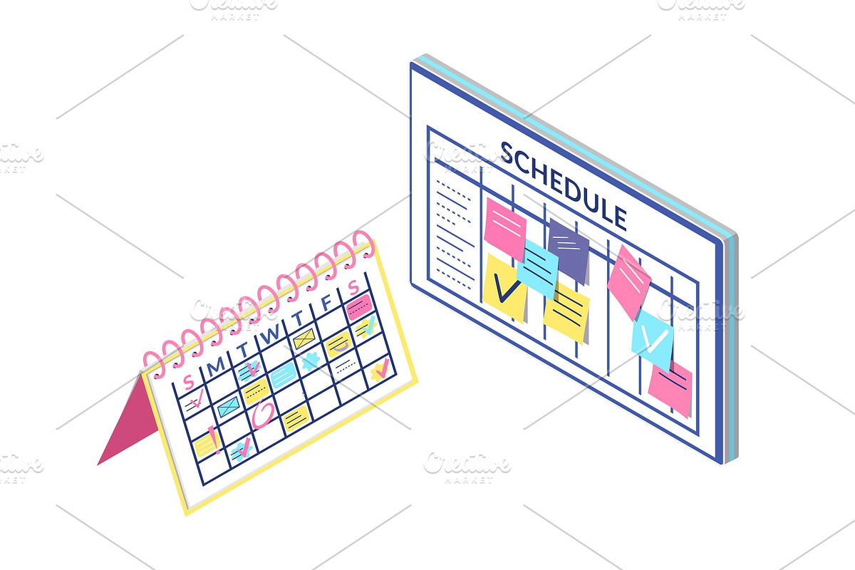 Schedule Board and Calendar in Illustrations - product preview 8