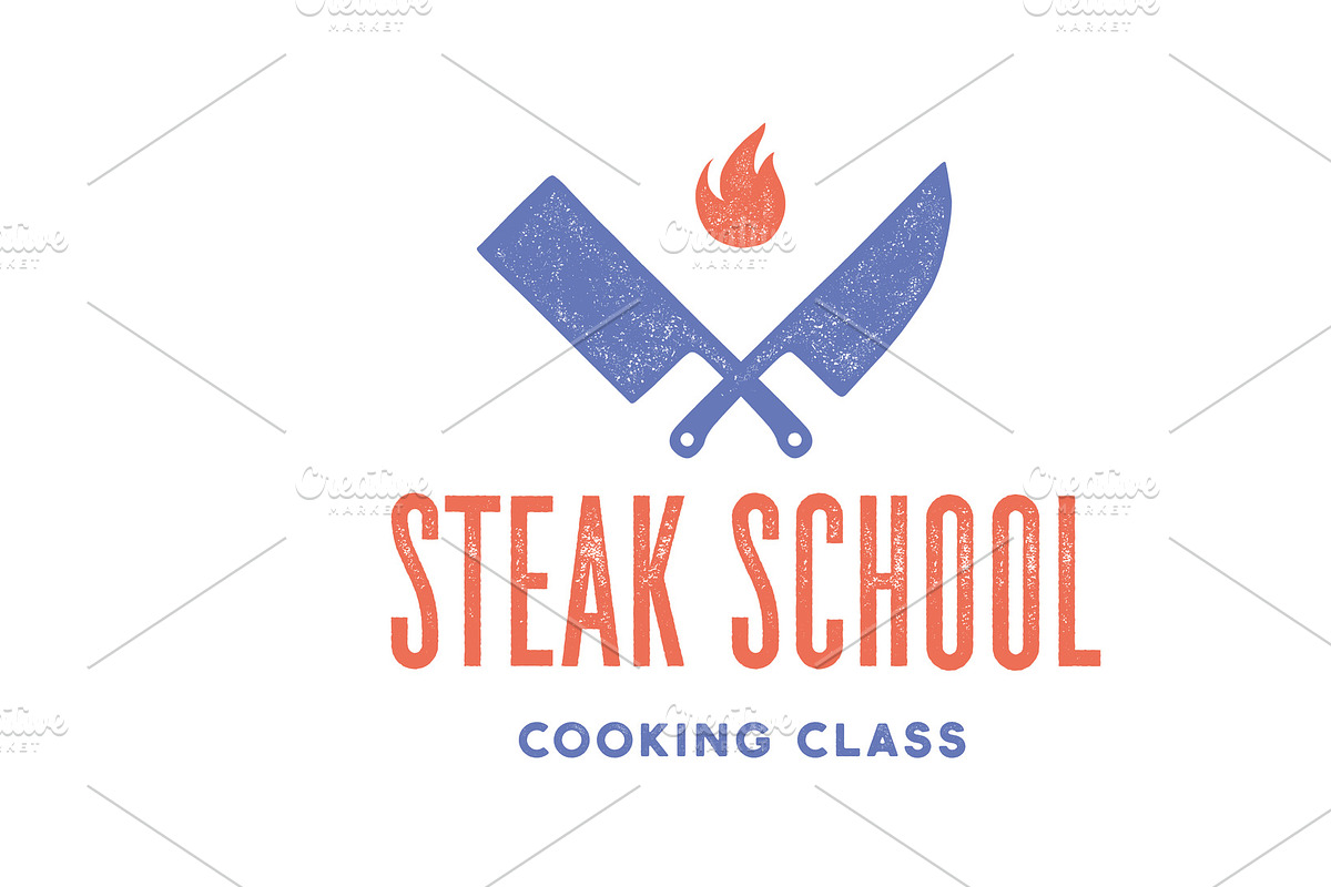 Meat logo. Logo for Steak School in Illustrations - product preview 8