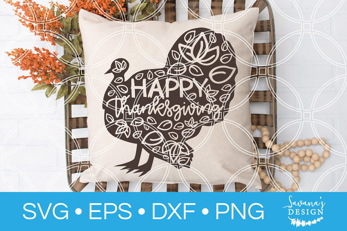 Happy Thanksgiving Turkey SVG File in Illustrations - product preview 8