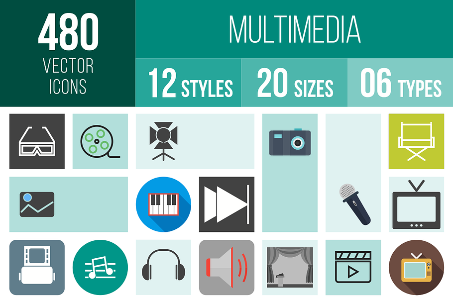 480 Multimedia Icons in Graphics - product preview 8