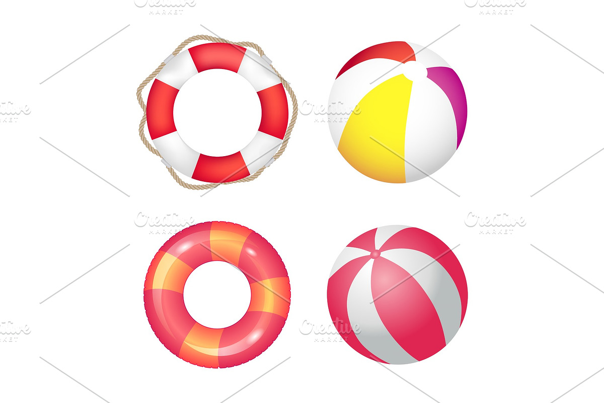 Inflatable Ring and Beach Ball Set in Illustrations - product preview 8