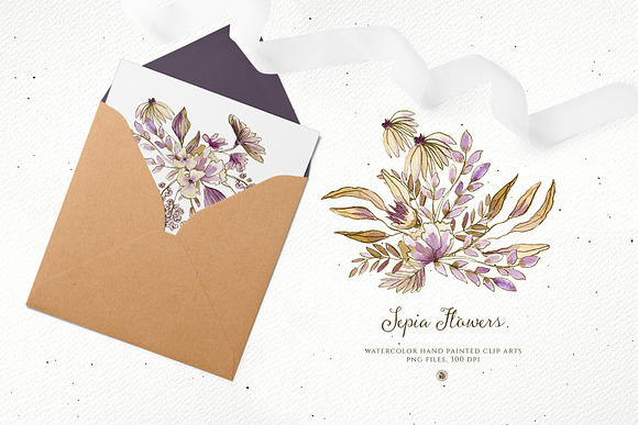Sepia Flowers in Illustrations - product preview 4