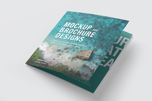 Square Trifold Brochure Mockups in Print Mockups - product preview 18
