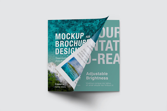 Square Trifold Brochure Mockups in Print Mockups - product preview 19
