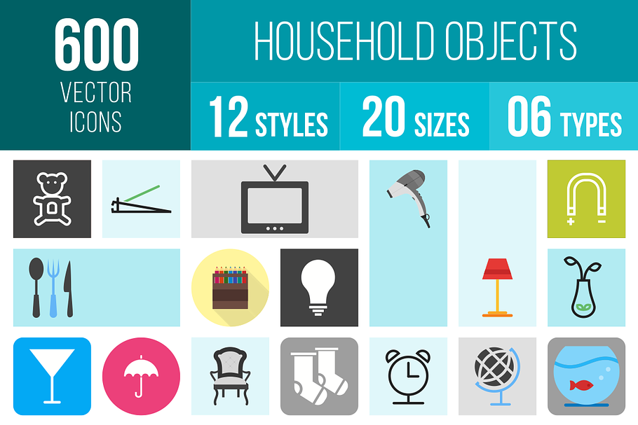 600 Household Objects Icons