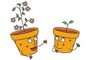 talking happy flower pots