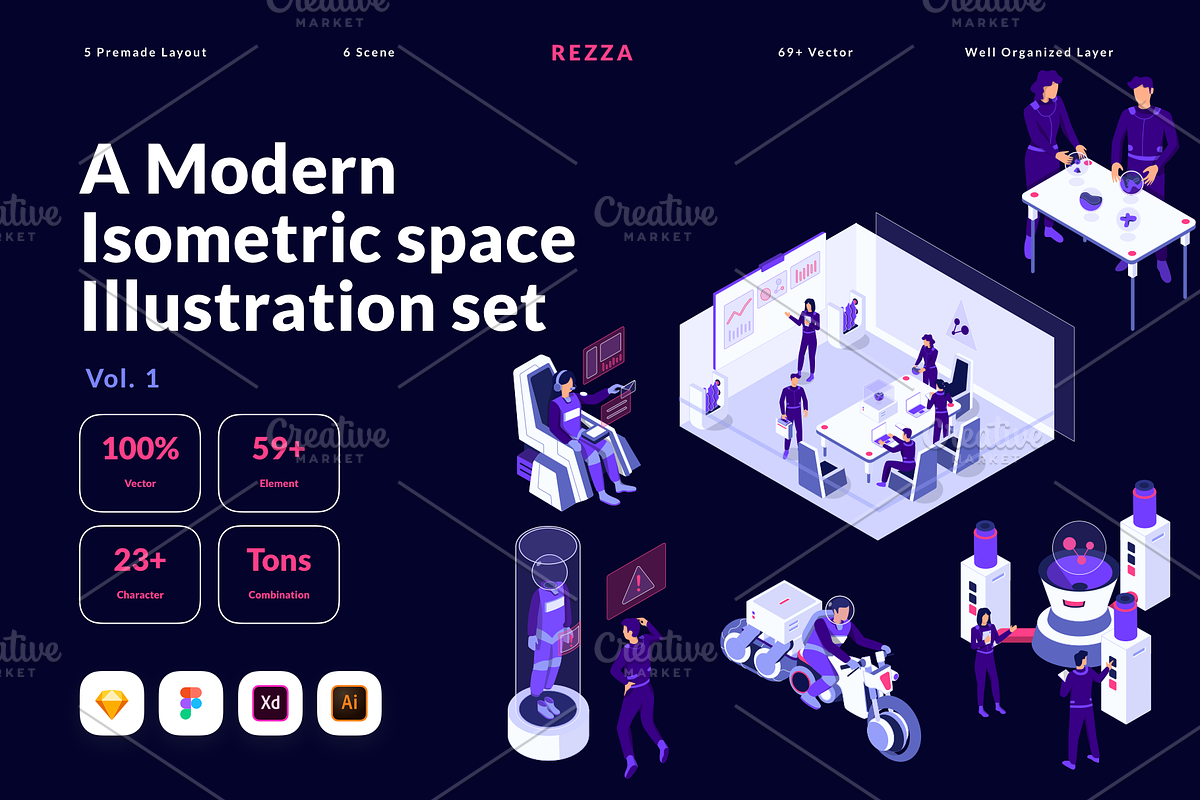 Isometric Space Illustration in Illustrations - product preview 8