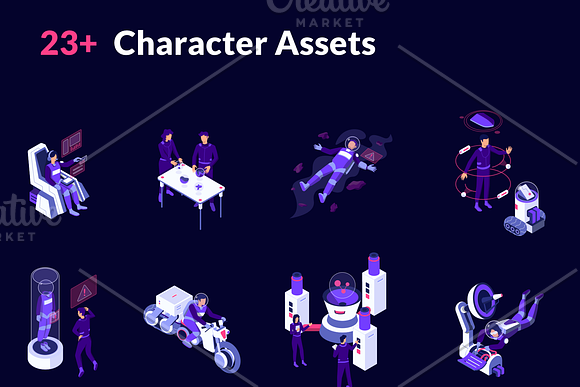 Isometric Space Illustration in Illustrations - product preview 1