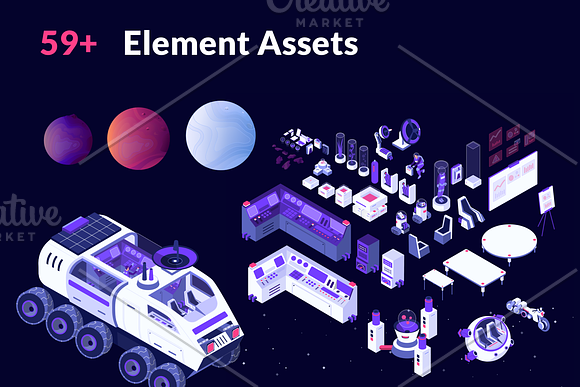 Isometric Space Illustration in Illustrations - product preview 3