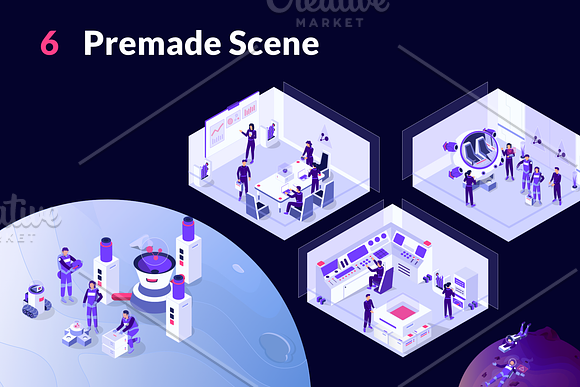 Isometric Space Illustration in Illustrations - product preview 4