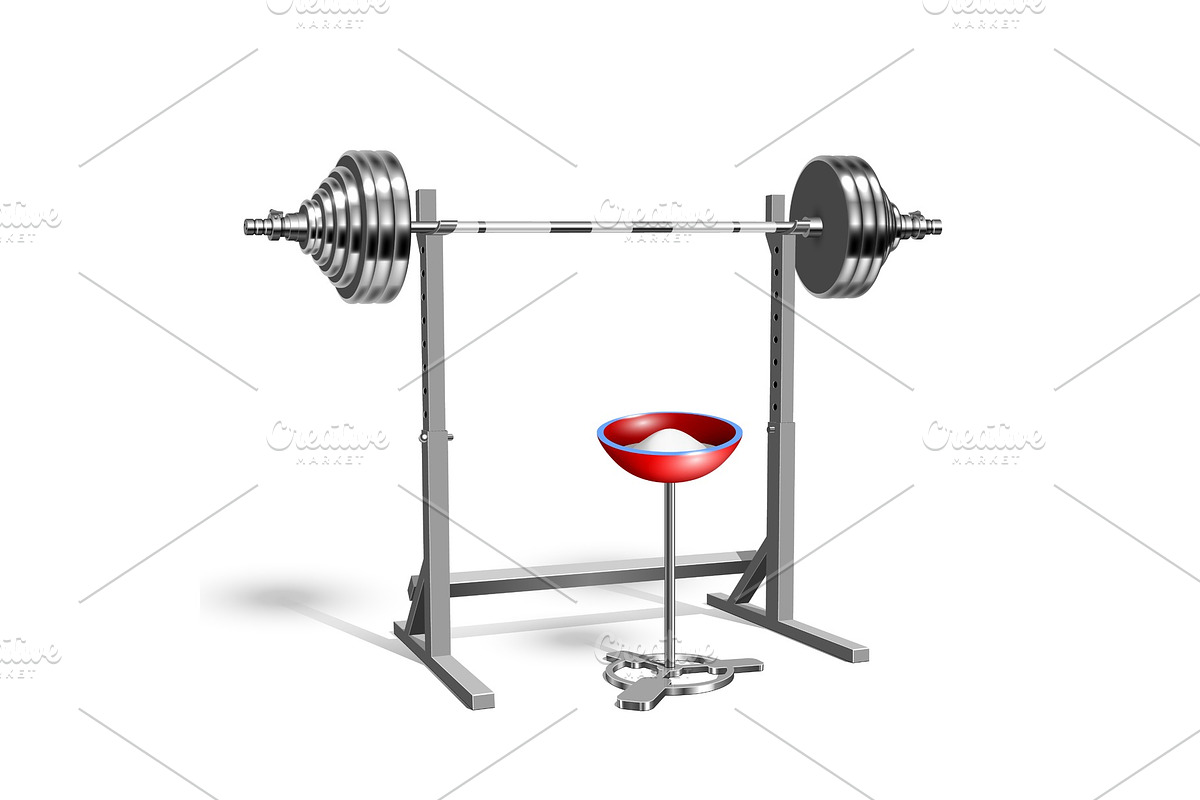 Barbell On Rack And Chalk Powder In in Illustrations - product preview 8