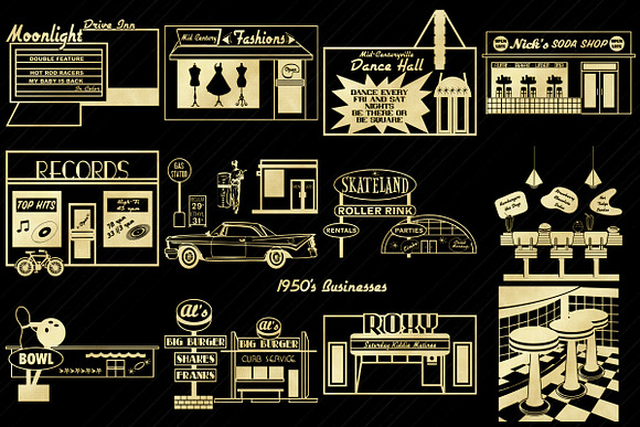 Retro 1950's Gold Foil Party & Life in Illustrations - product preview 2