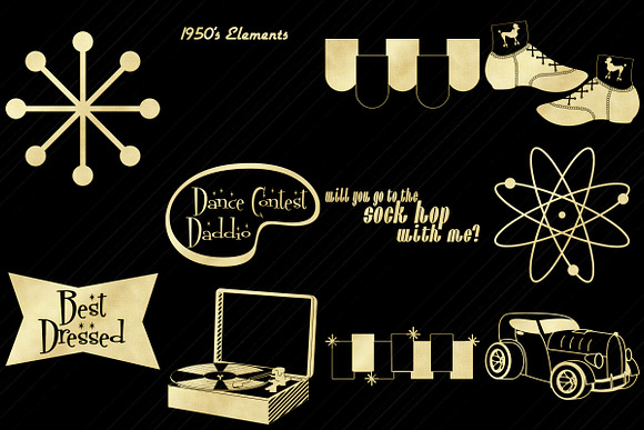 Retro 1950's Gold Foil Party & Life in Illustrations - product preview 4
