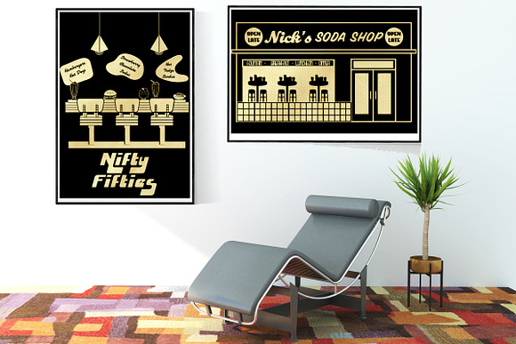 Retro 1950's Gold Foil Party & Life in Illustrations - product preview 5