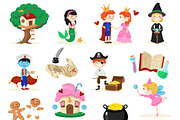 Fairytale cartoon characters set