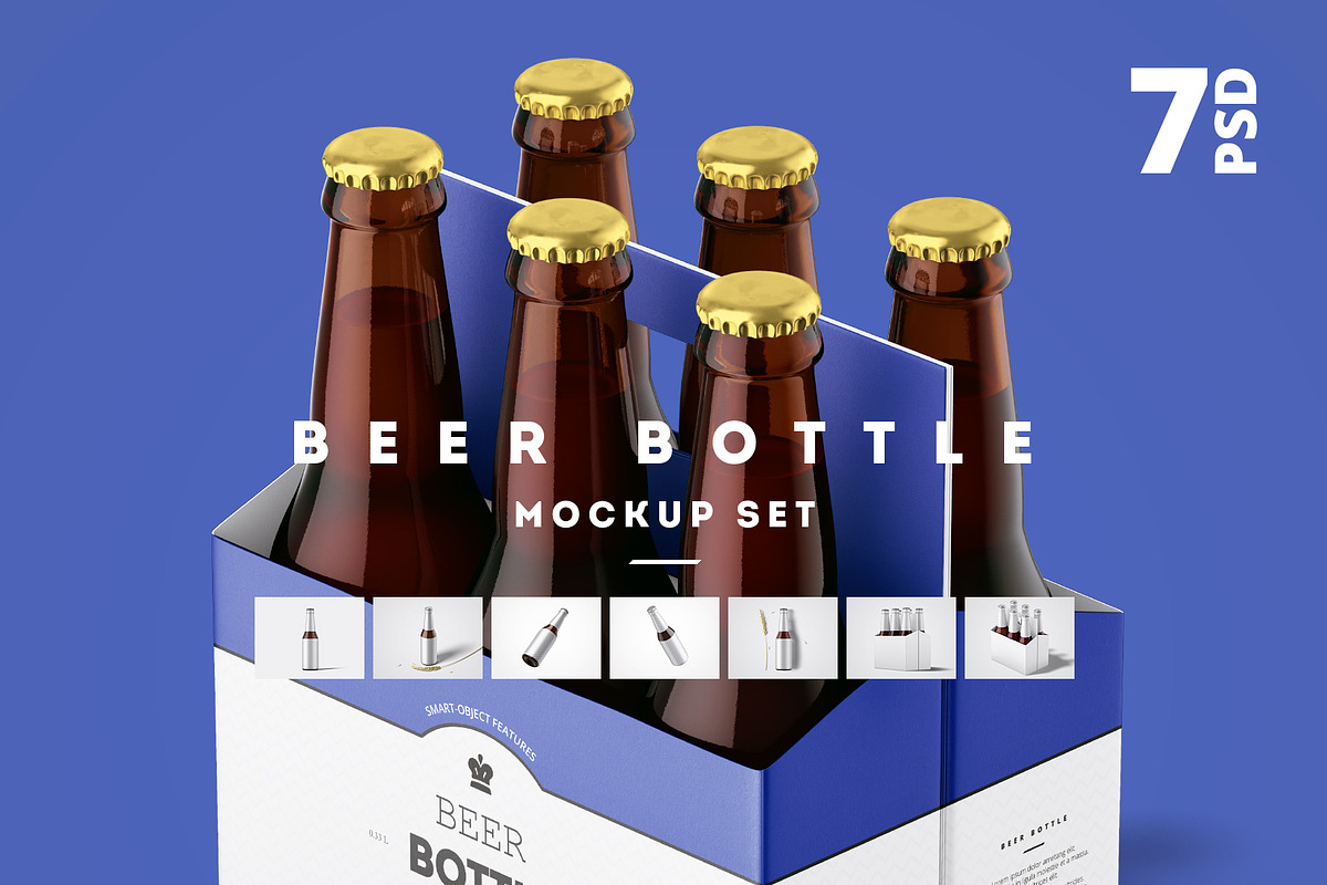 Beer Bottle Mockup Set in Product Mockups - product preview 8