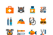 Veterinary icons set