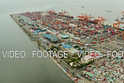 industrial sea port with containers